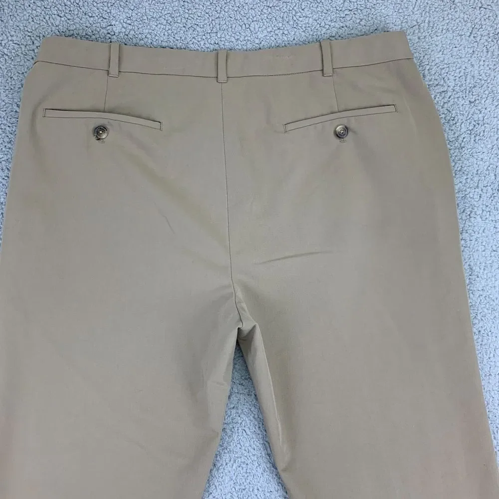 Van Heusen Pants Mens Size 36 Tan Mid-Rise Slash Pocket Straight Leg Stretch‎